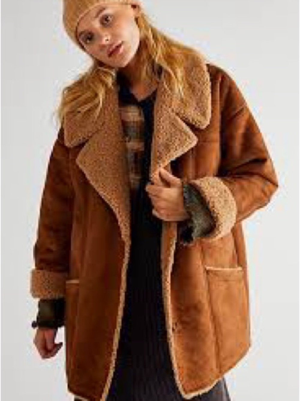 Free People Chestnut Teddy Shearling Jacket
